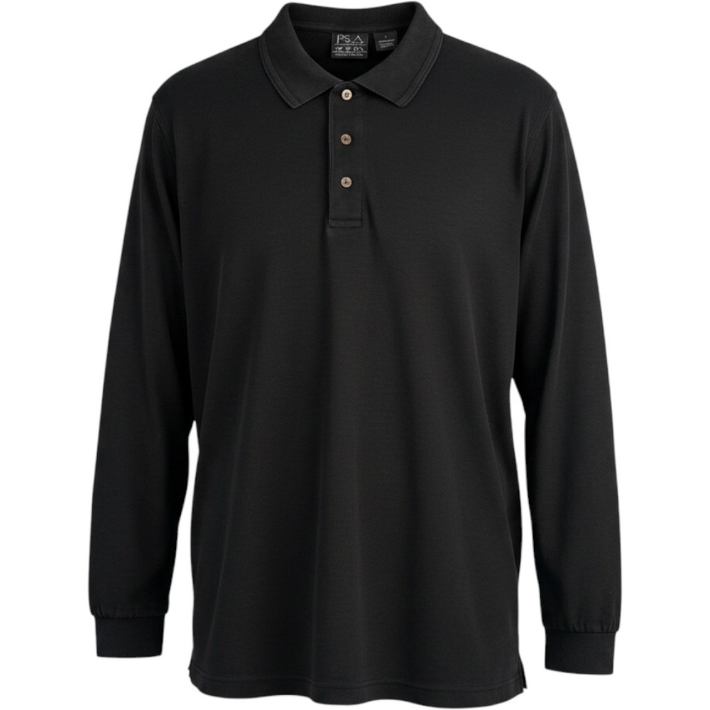 Jos. A. Bank Long Sleeve Polo‎ Size Large Black Traveler's Collection Cotton